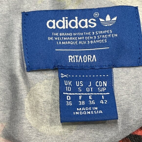 Adidas x Rita Ora Top Womens S Blue‎ Floral Cropped TShirt Athleisure Athletic - Picture 5 of 7
